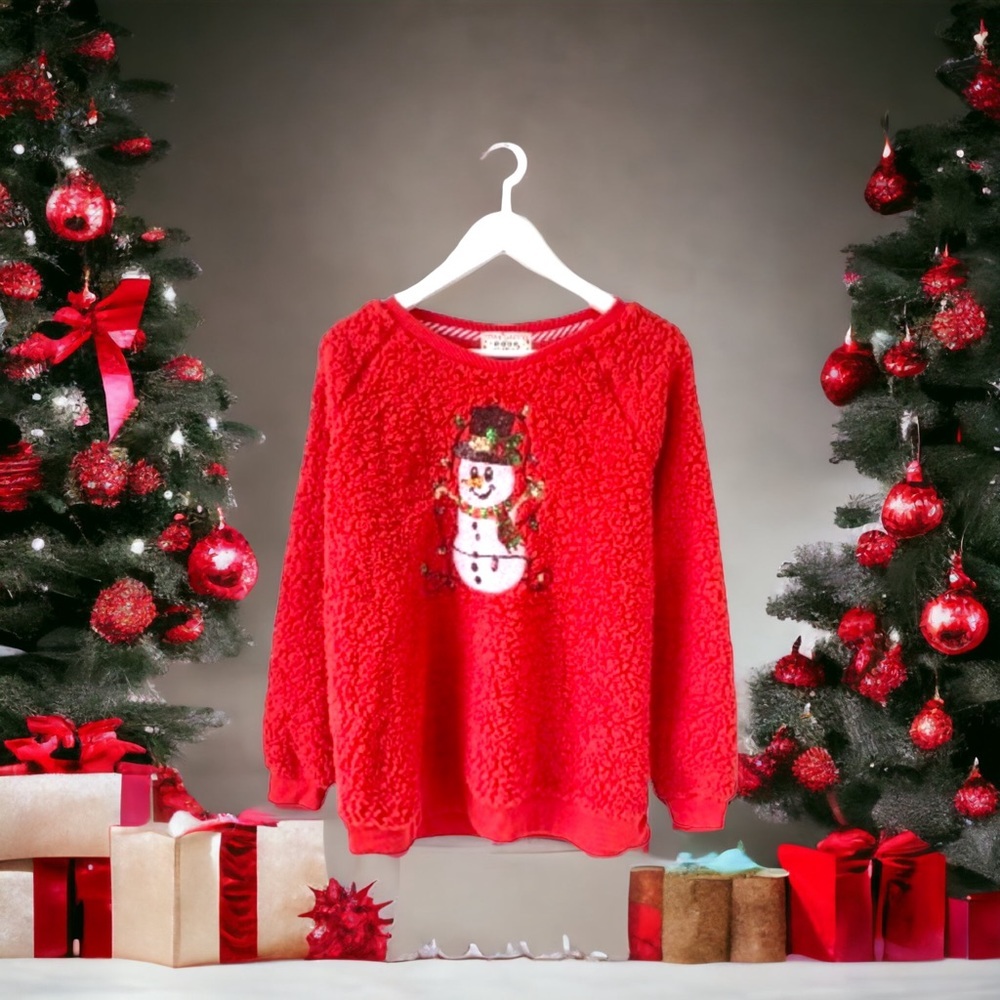 🌸New🌸 Poof New York Sherpa Pullover Large Red - Picture 1 of 7